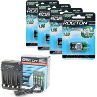 Комплект из 8 Ni-Zn аккумуляторов Robiton Ni-Zn AAA и зарядного устройства Robiton ROBITON Smart4 C3